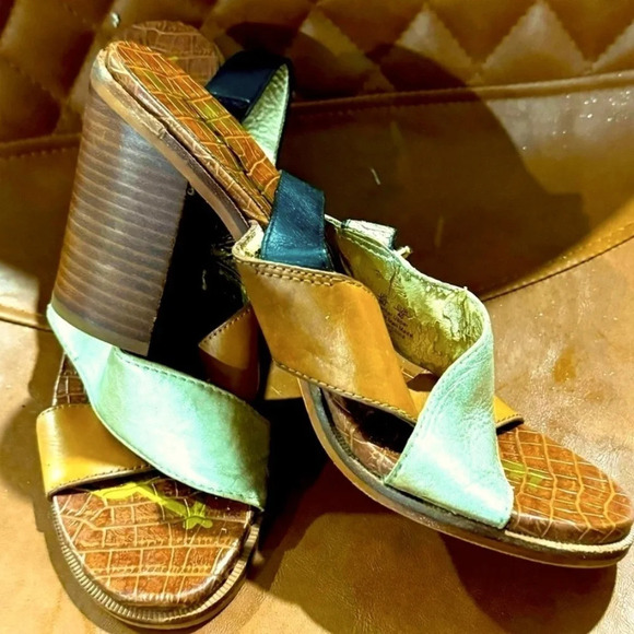 Sam Edelman Ivy Open Toe Sandal Chunky Heel boho US9 tan brown gold buckle party - Picture 2 of 5